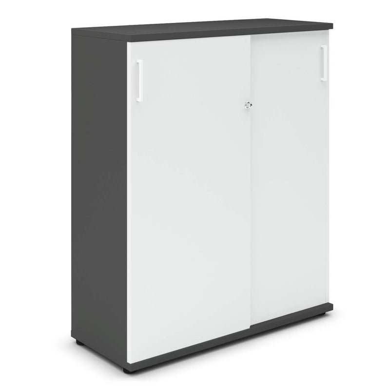 UNI Schiebetürenschrank | 3 OH, 1000 x 1143 mm, Anthrazit / Weiß - 2 Main Image
