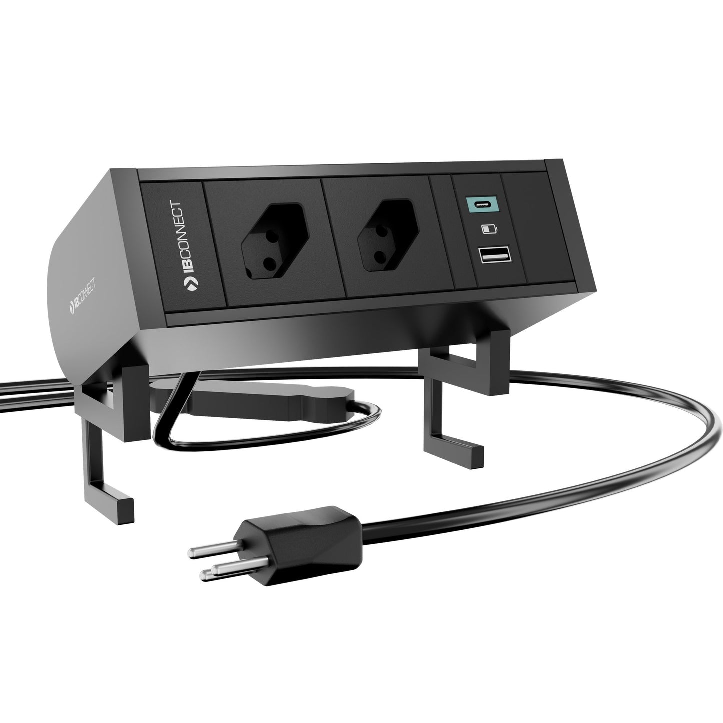 UNI Aufsatz-Steckdosenleiste | 2 Netzsteckdosen & Doppel-USB-Schnellladegerät