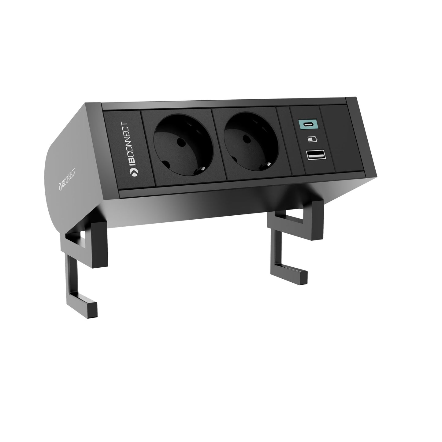 UNI Aufsatz-Steckdosenleiste | 2 Netzsteckdosen & Doppel-USB-Schnellladegerät