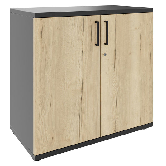 UNI Flügeltürenschrank | 2 OH, 800 x 777 mm, Anthrazit / Wildeiche