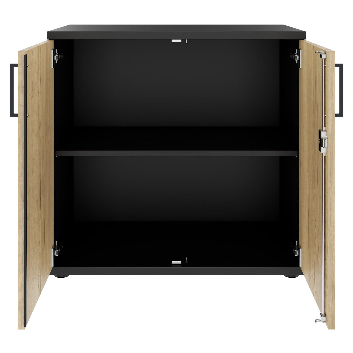 UNI Flügeltürenschrank | 2 OH, 800 x 777 mm, Anthrazit / Wildeiche - 3 Lightbox Main Image