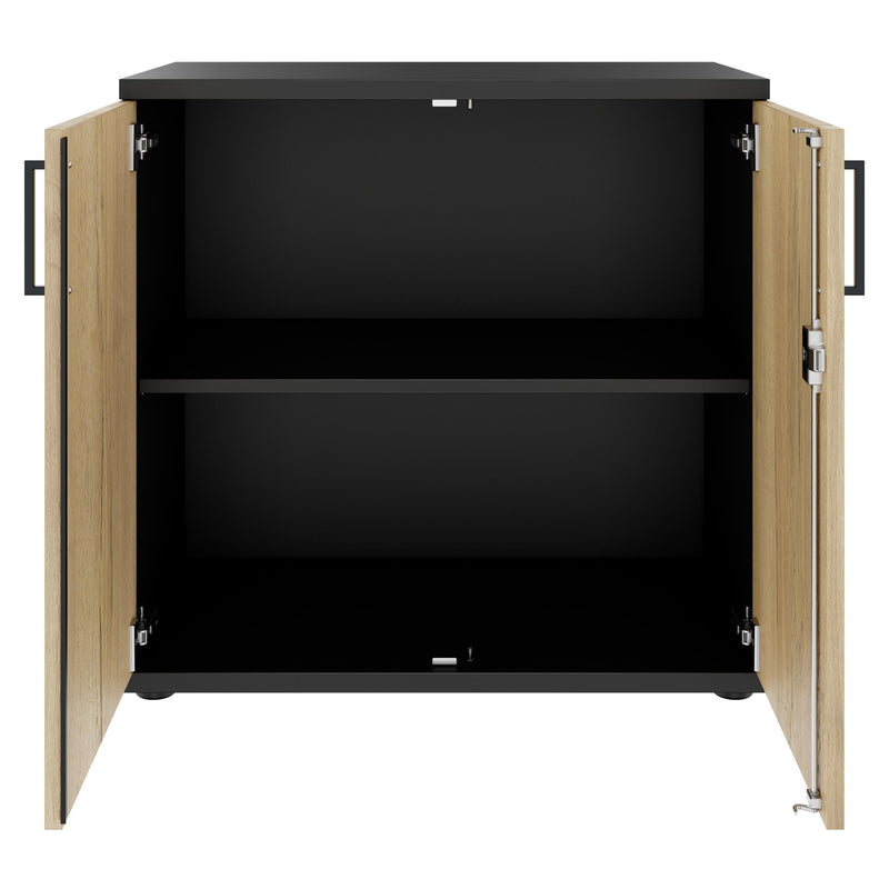 UNI Flügeltürenschrank | 2 OH, 800 x 777 mm, Anthrazit / Wildeiche - 3 Main Image