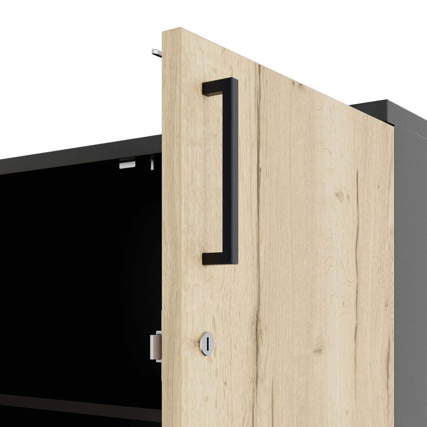 UNI Flügeltürenschrank | 2 OH, 800 x 777 mm, Anthrazit / Wildeiche