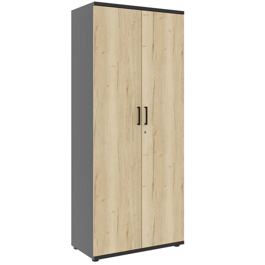 UNI Flügeltürenschrank | 5 OH, 800 x 1897 mm, Anthrazit / Wildeiche