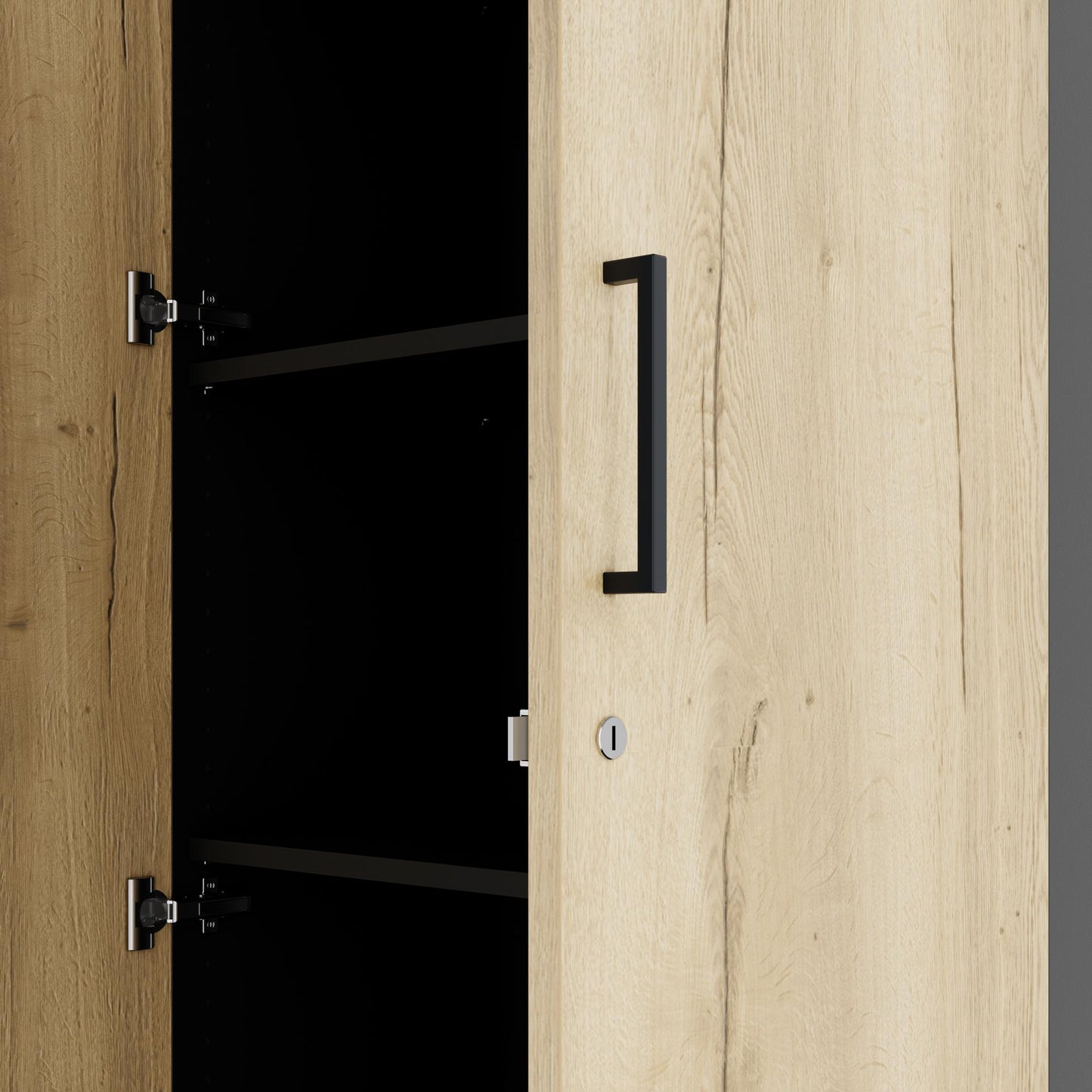 UNI Flügeltürenschrank | 5 OH, 800 x 1897 mm, Anthrazit / Wildeiche