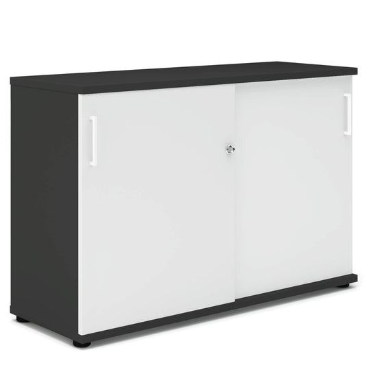 UNI Sliding door cabinet | 2 Oh, 1200 x 777 mm, anthracite / white