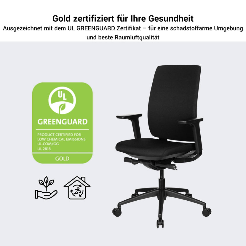 VIX B Chaise swinging de bureau | Pad complet | Accoudoirs 3D | Noir