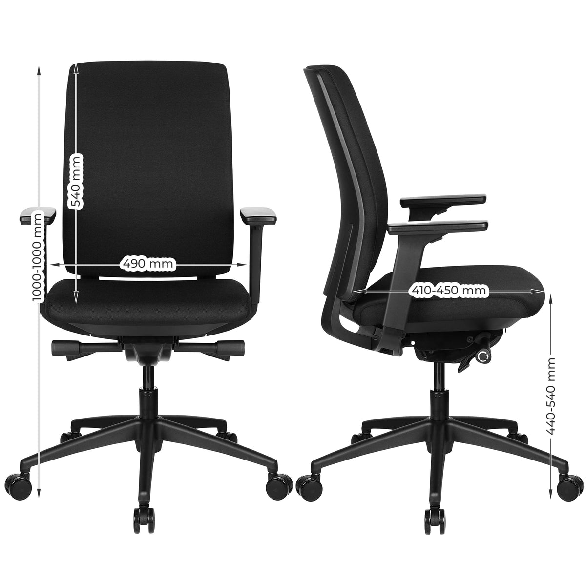 VIX B Bürodrehstuhl | Vollpolster | 3D-Armlehnen | Schwarz - 22 Lightbox Main Image