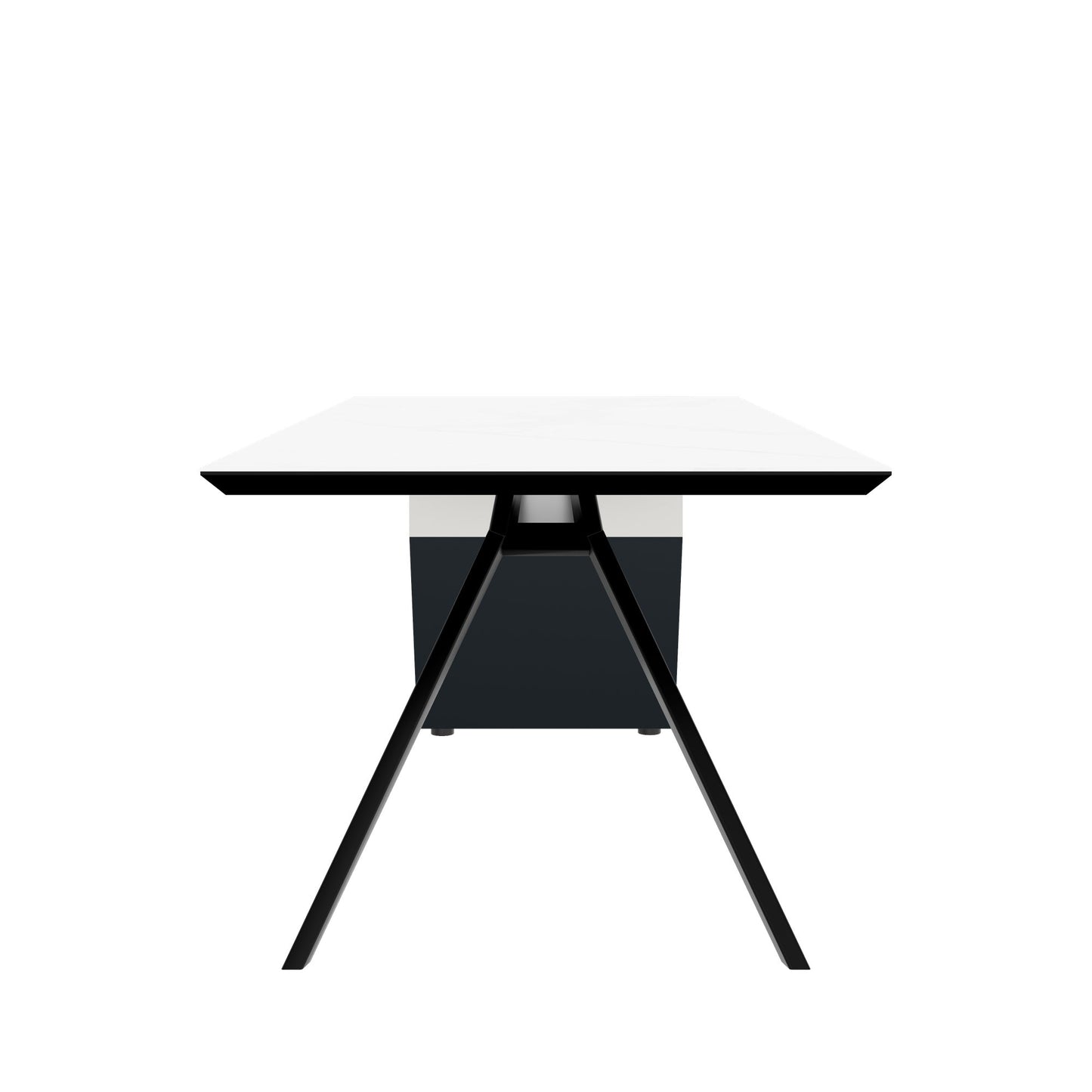 VYND Chefschreibtisch | 2400 x 800 mm, Tischplatte aus Sinterquarz, Container mit Schubladen