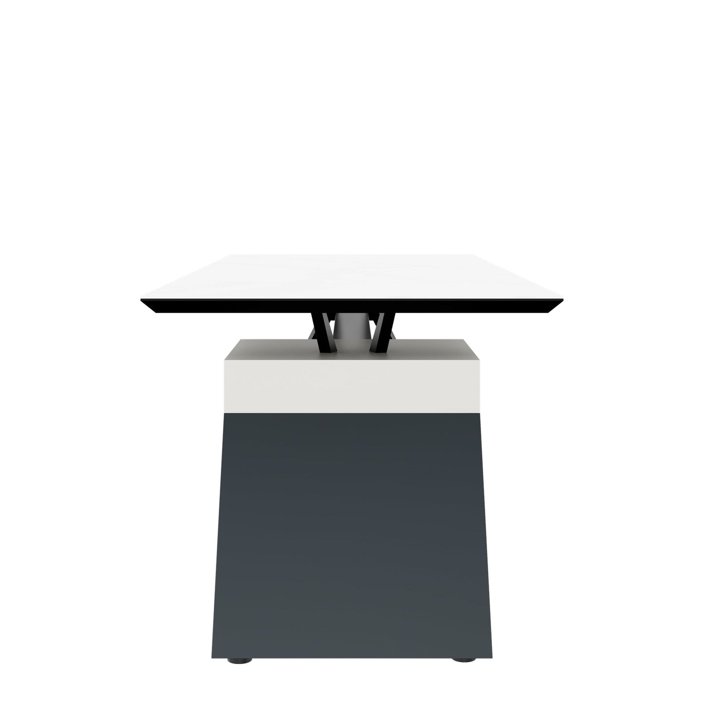 VYND Chefschreibtisch | 2400 x 800 mm, Tischplatte aus Sinterquarz, Container mit Schubladen