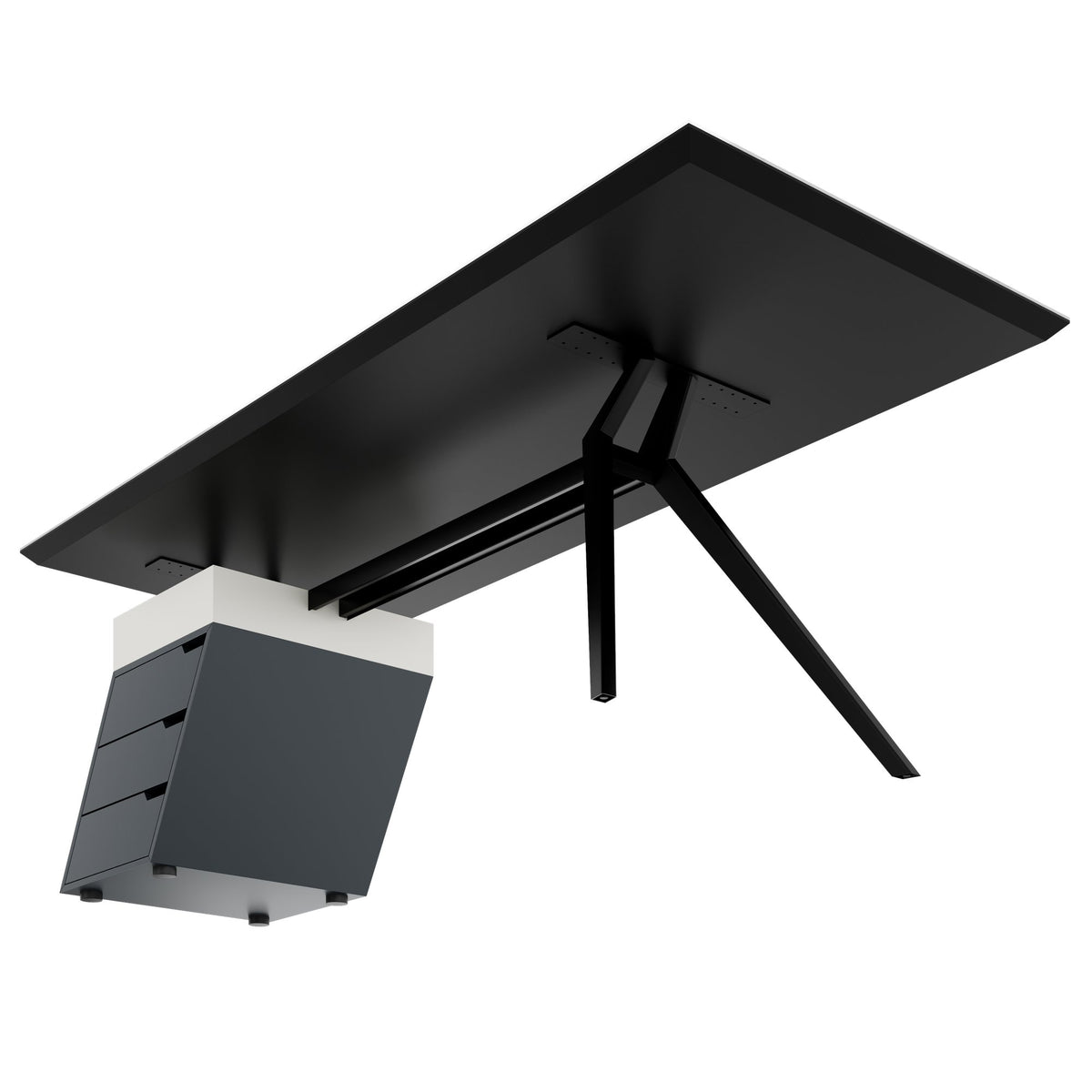VYND Chefschreibtisch | 2400 x 800 mm, Tischplatte aus Sinterquarz, Container mit Schubladen - 8 Lightbox Main Image