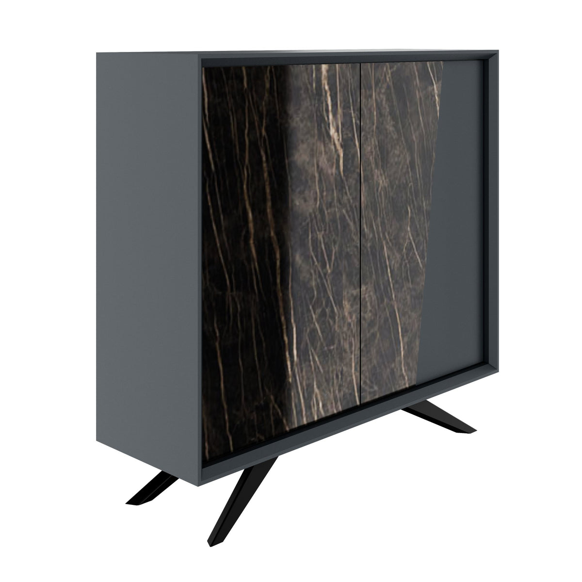 VYND Highboard | 1200 x 1155 mm, Quarzfront, Metallbeine, Türen mit Push-to-Open