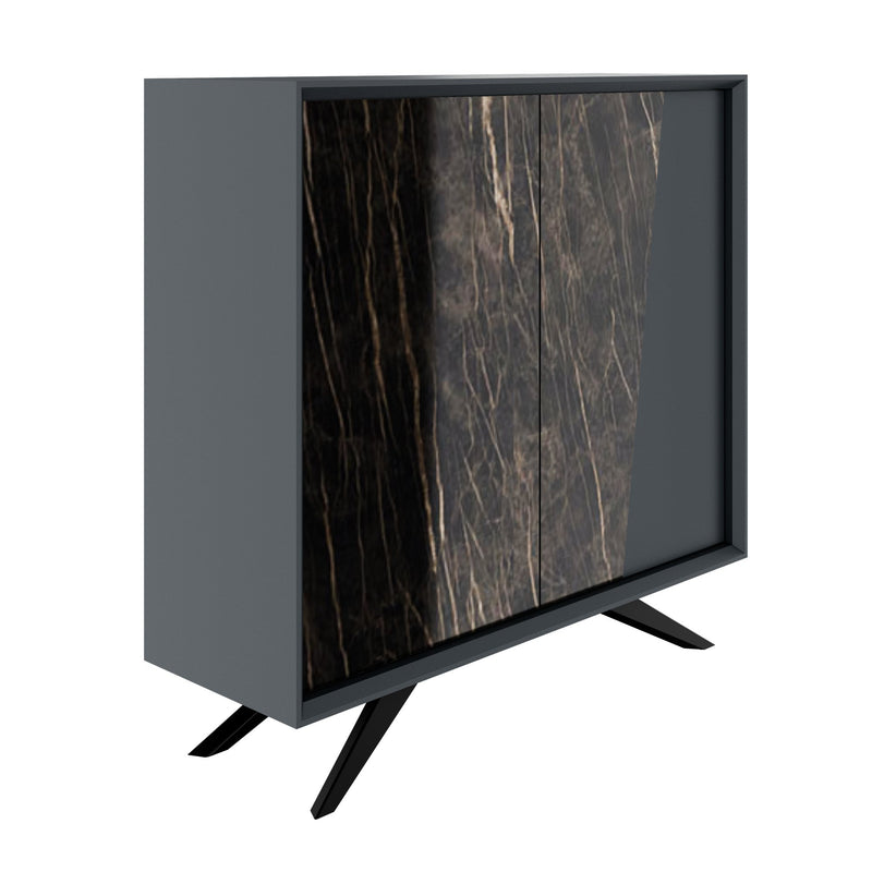 VYND Highboard | 1200 x 1155 mm, Quarzfront, Metallbeine, Türen mit Push-to-Open - 1 Main Image