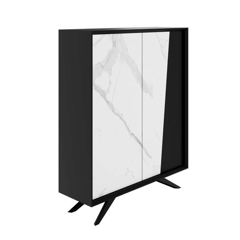 VYND Highboard | 1200 x 1470 mm, Quarzfront, Metallbeine, Türen mit Push-to-Open - 1 Main Image