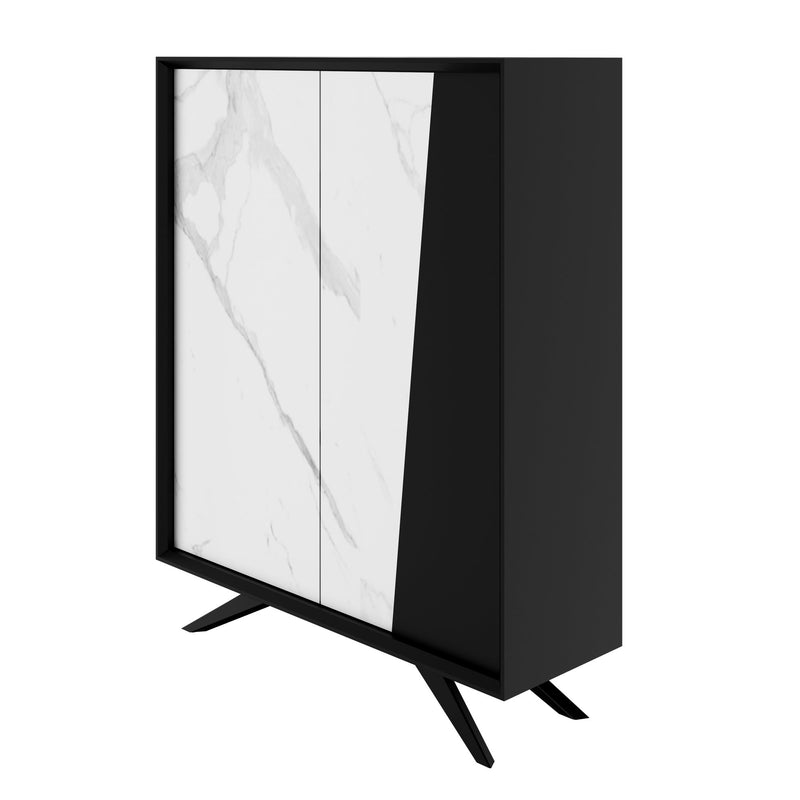 VYND Highboard | 1200 x 1470 mm, Quarzfront, Metallbeine, Türen mit Push-to-Open - 6 Main Image