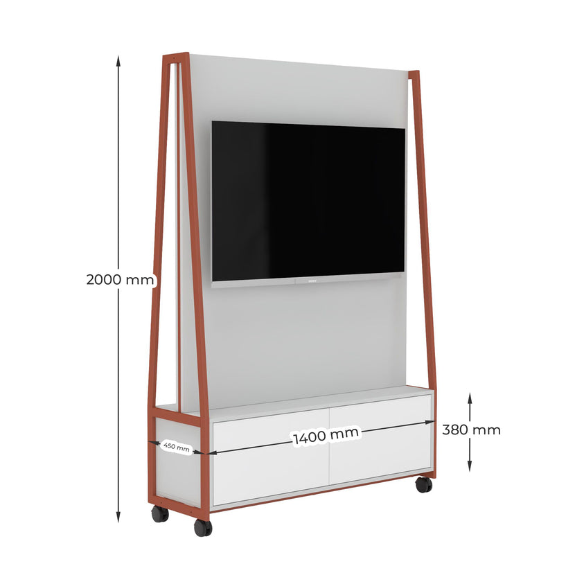 WARIANT Mobiler Flachbildschirmständer | 1400 x 2000, Unterschrank, VESA-Halterung