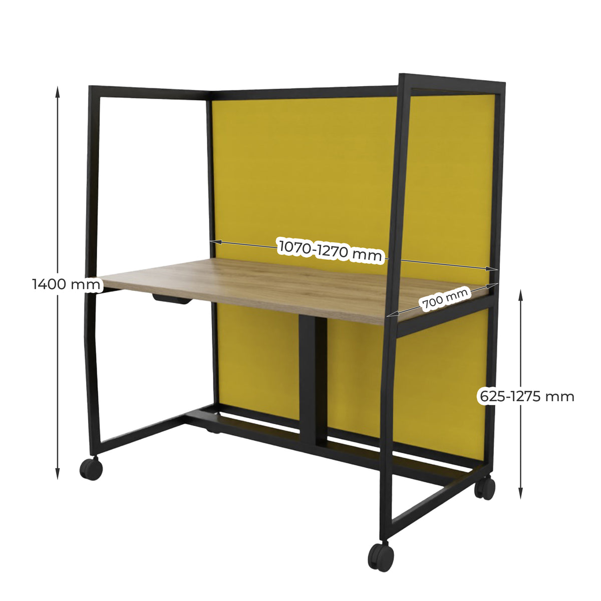 WARIANT Schreibtisch mit hoher Abschirmung | 1070-1270 x 1400 mm, elektrisch höhenverstellbar - 8 Lightbox Main Image