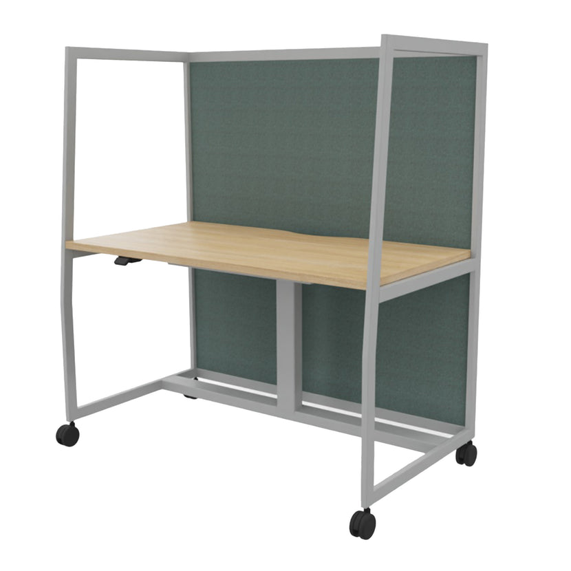 WARIANT Schreibtisch mit hoher Abschirmung | 1070-1270 x 1400 mm, höhenverstellbar mit Gasdruckfeder