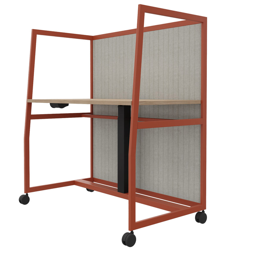 WARIANT Schreibtisch mit hoher Abschirmung | 1070-1270 x 1400 mm, höhenverstellbar mit Gasdruckfeder