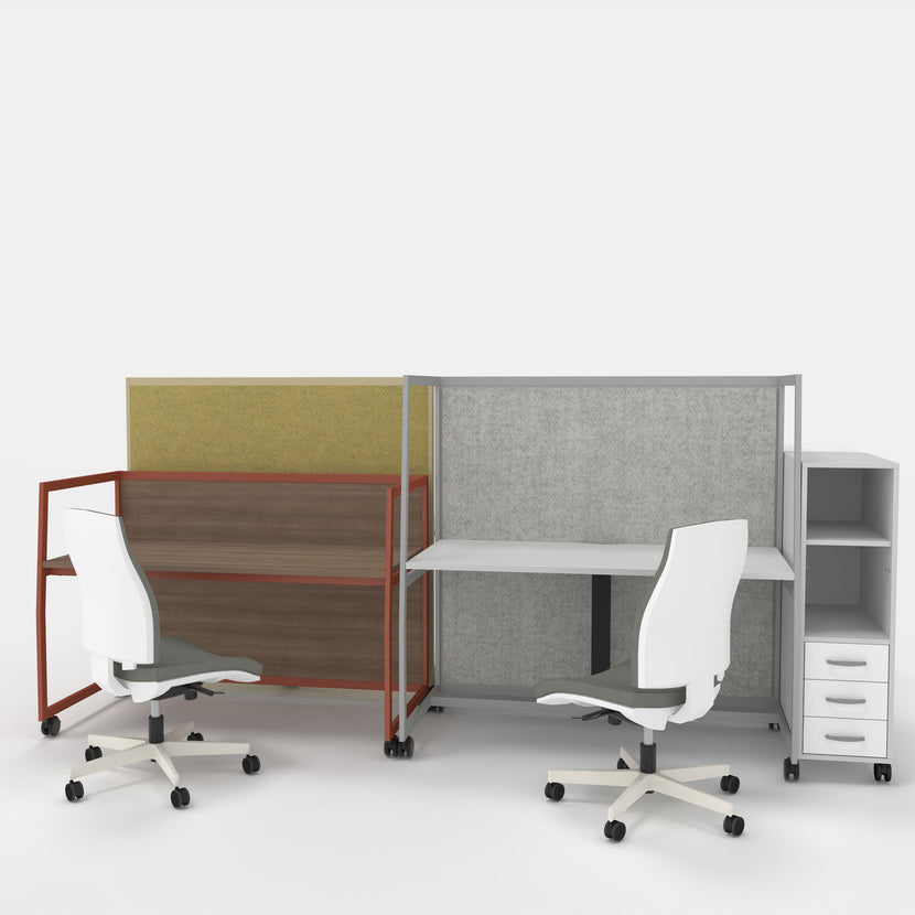 WARIANT Schreibtisch mit hoher Abschirmung | 1070-1470 x 1400 mm, feste Höhe