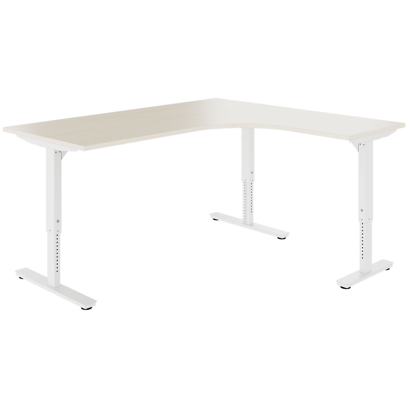 Scarico Angular Desk | 1800 x 1600 mm, regolabile in altezza manualmente, acero