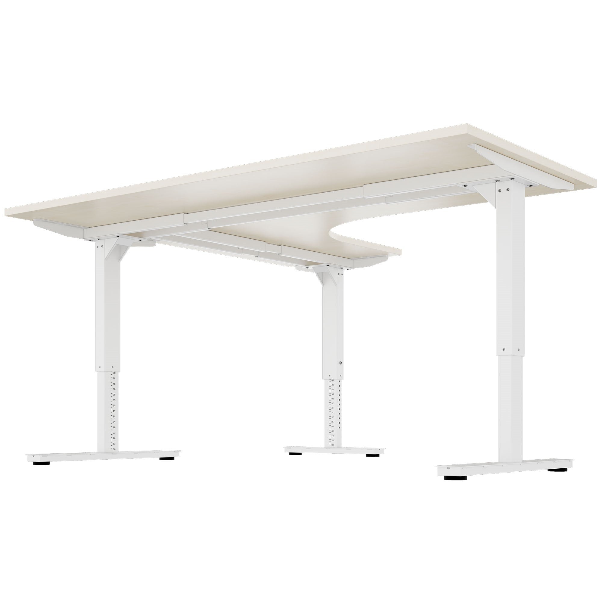 Scarico Angular Desk | 1800 x 1600 mm, regolabile in altezza manualmente, acero