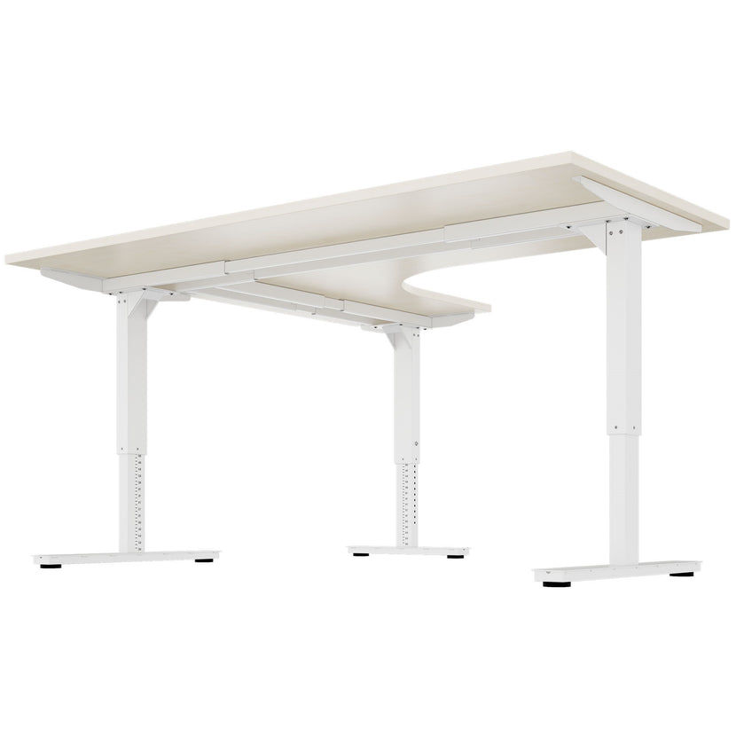 Scarico Angular Desk | 1800 x 1600 mm, regolabile in altezza manualmente, acero