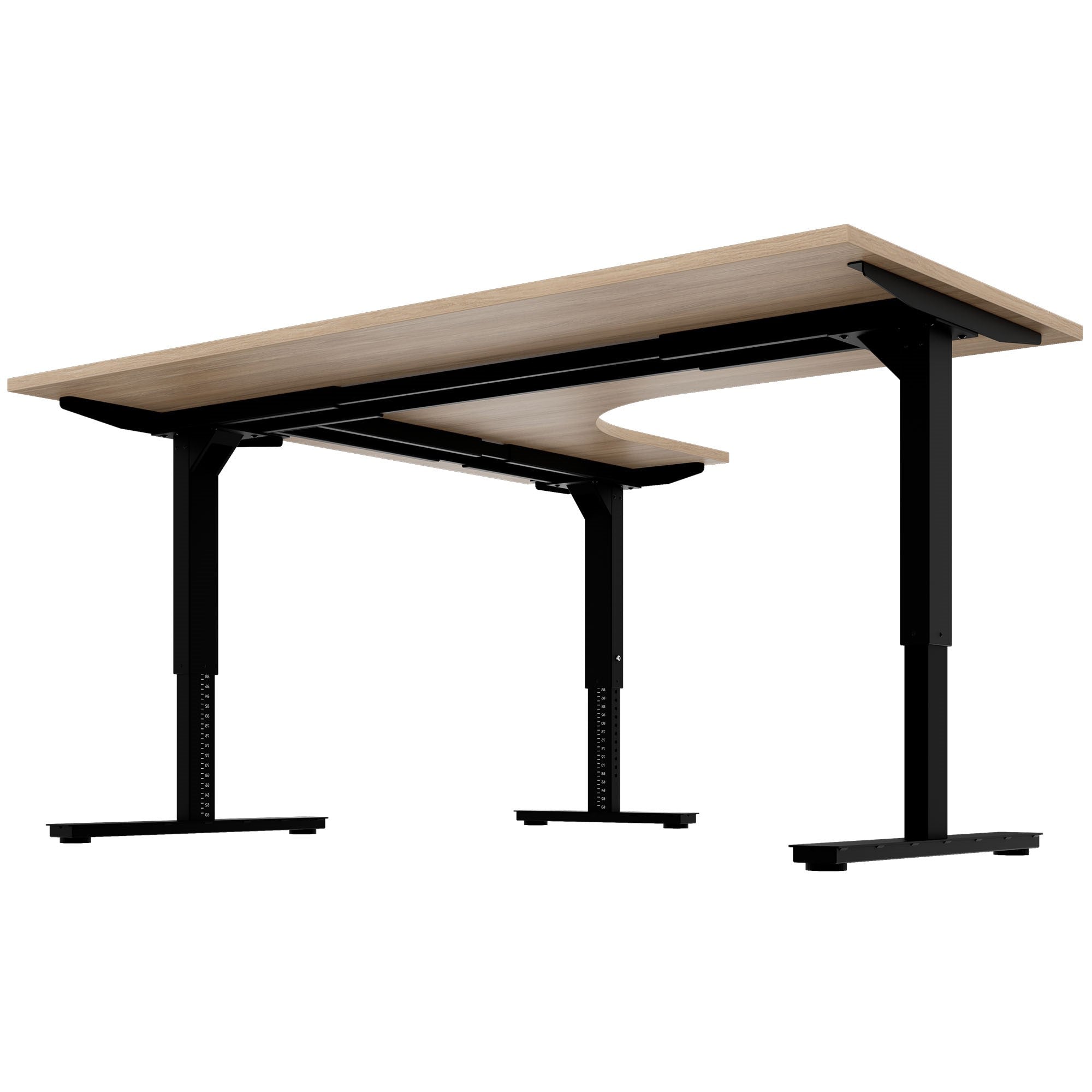 Scarico Angular Desk | 1800 x 1600 mm, regolabile in altezza manualmente, quercia ambra