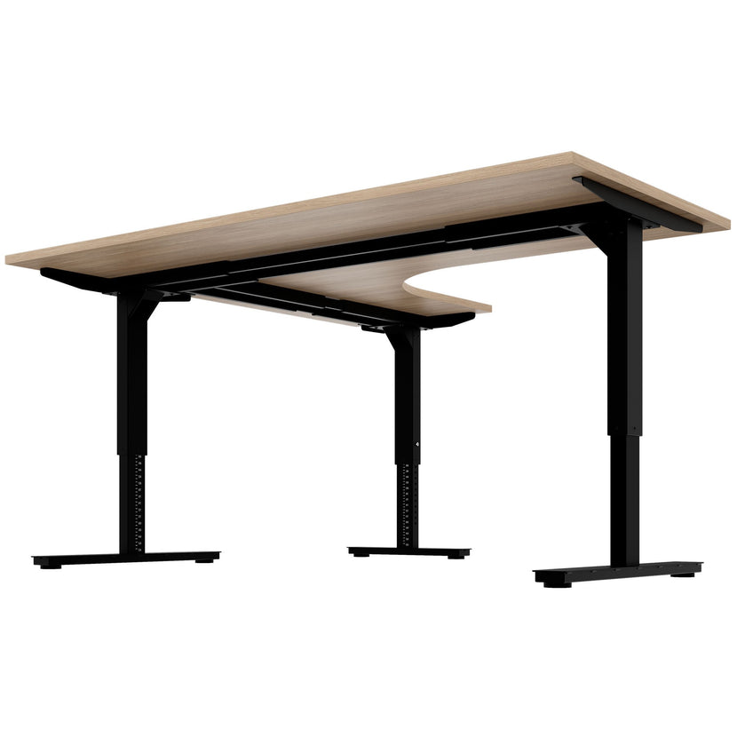 Scarico Angular Desk | 1800 x 1600 mm, regolabile in altezza manualmente, quercia ambra