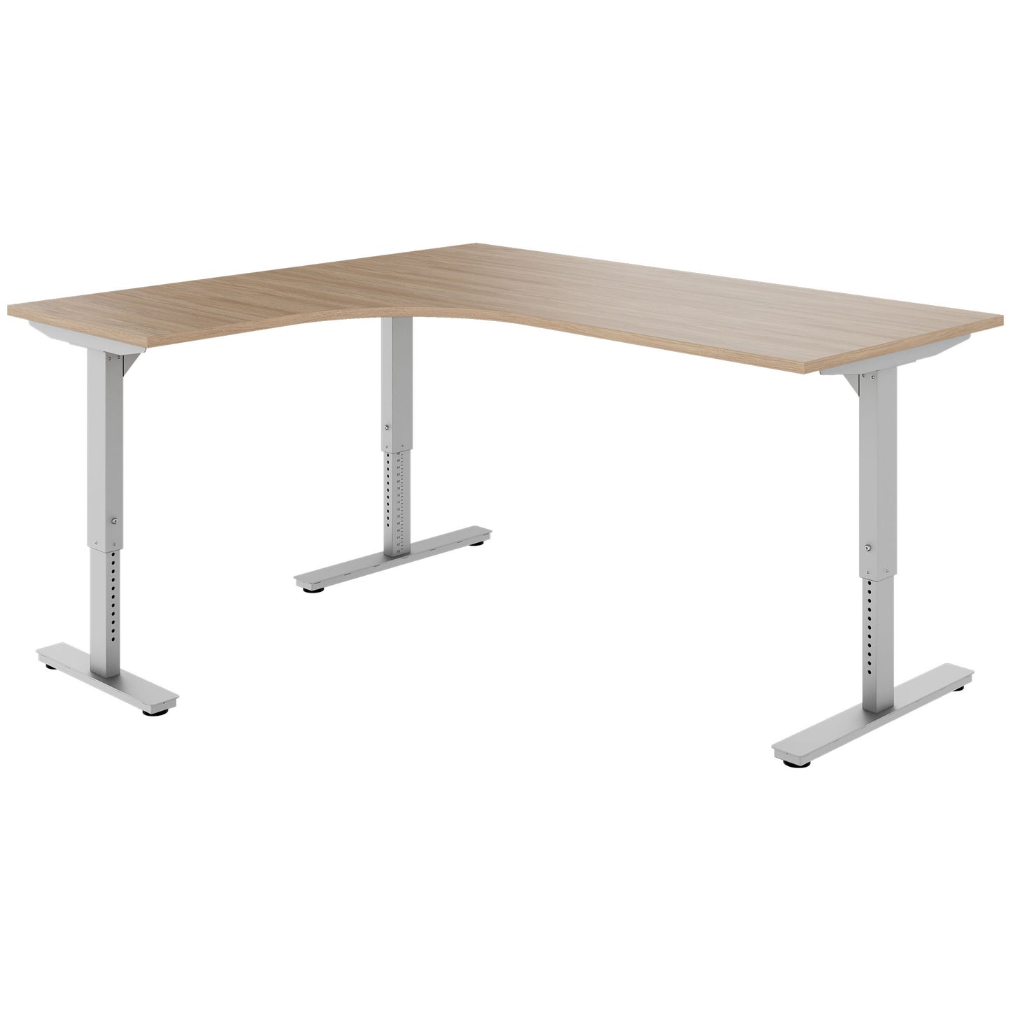 Scale Angular Desk | 1800 x 1600 mm, réglable manuellement à hauteur, chêne ambre