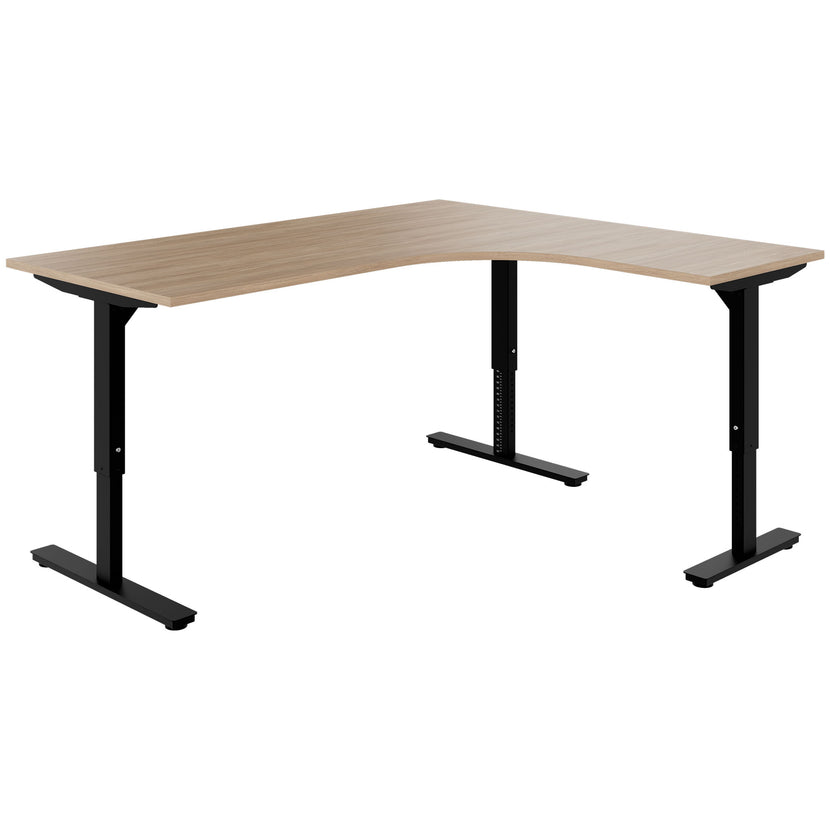 Scarico Angular Desk | 1800 x 1600 mm, regolabile in altezza manualmente, quercia ambra
