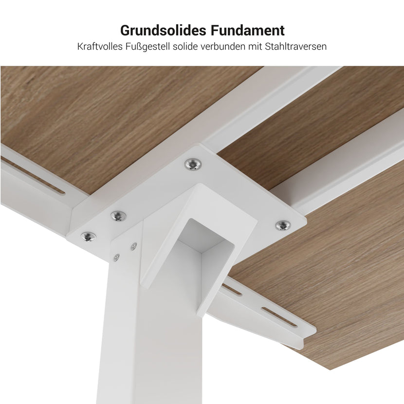 Scarico Angular Desk | 1800 x 1600 mm, regolabile in altezza manualmente, quercia ambra