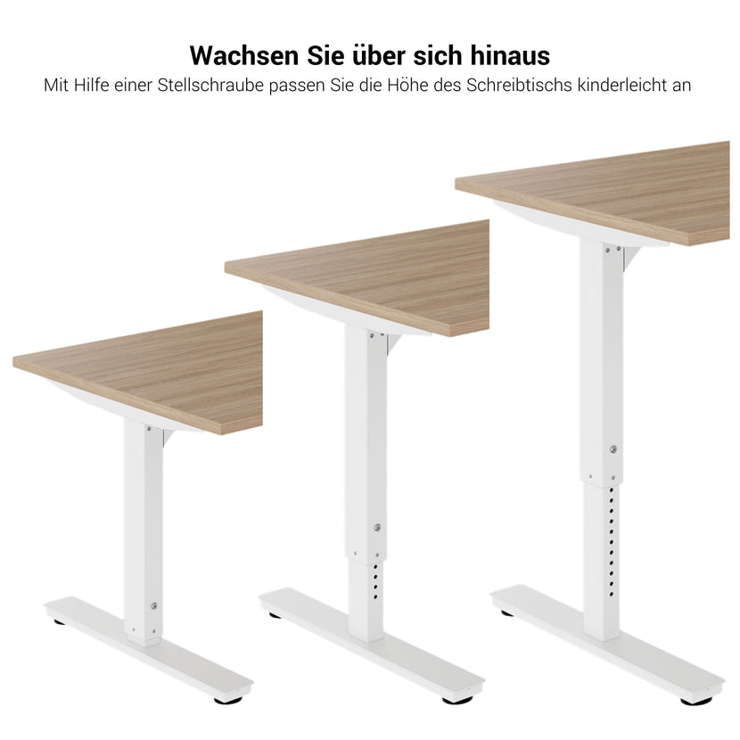 Scarico Angular Desk | 1800 x 1600 mm, regolabile in altezza manualmente, quercia ambra