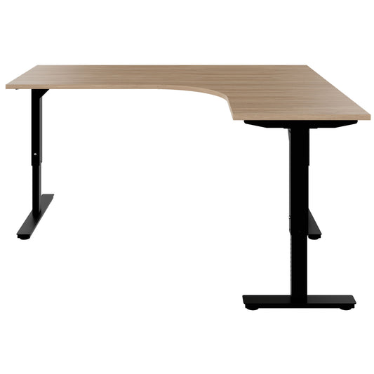 SCALE angle desk | 1800 x 1600 mm, manually height adjustable, amber oak