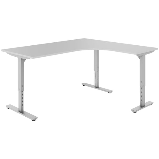 SCALE angle desk | 1800 x 1600 mm, manually height adjustable, pearl gray