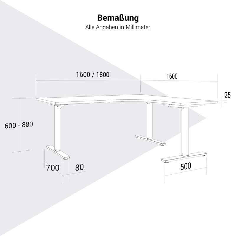 SCALE Winkel-Schreibtisch | 1800 x 1600 mm, manuell höhenverstellbar, Perlgrau - 9 Main Image