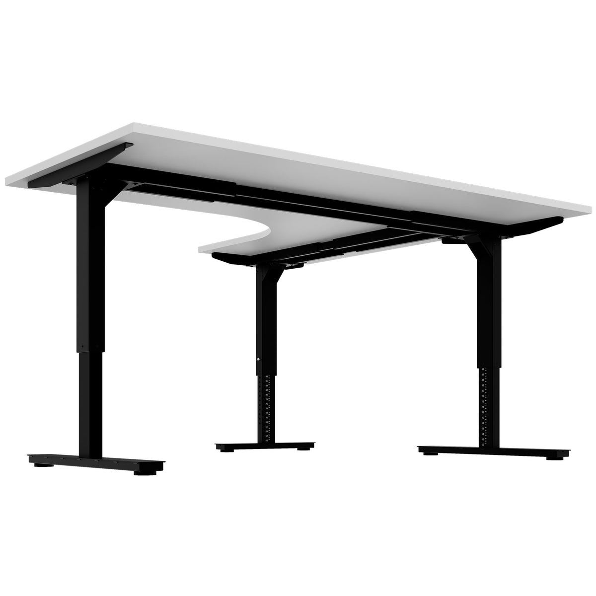 SCALE Winkel-Schreibtisch | 1800 x 1600 mm, manuell höhenverstellbar, Perlgrau - 3 Lightbox Main Image