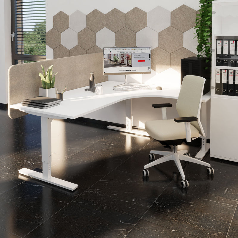 Scarico Angular Desk | 1800 x 1600 mm, regolabile in altezza manualmente, bianco - 10 Main Image