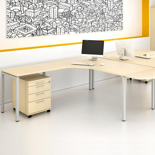 NOVA Combinazione angolare | Con contenitore roll, angolo a sinistra, 1800 x 2000 mm, acero