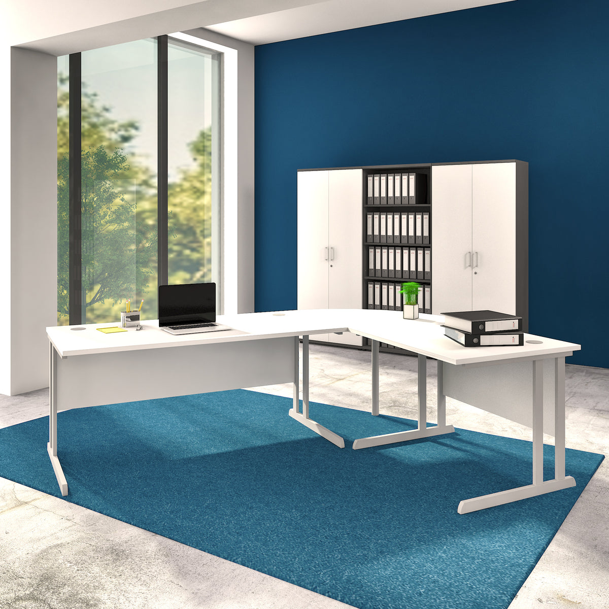 OPTIMA Bureau d'angle C | 2400 x 1800 mm, blanc - 1 Lightbox Main Image