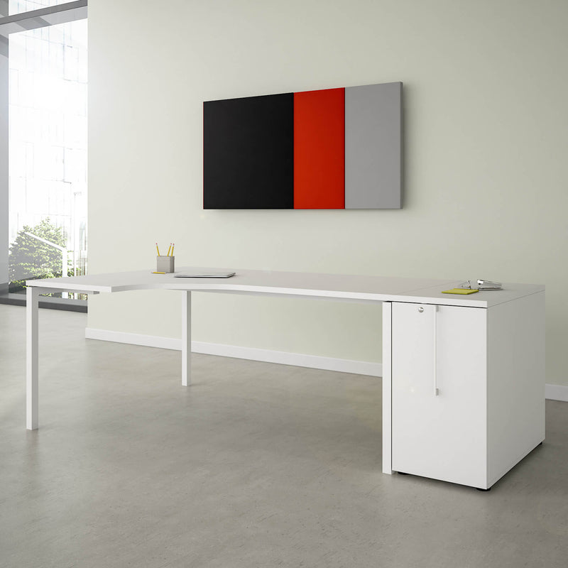 NOVA Combinaison d'angle | Avec armoire de pharmacien, angle à gauche, 2200 x 1200 mm, blanc - 1 Main Image