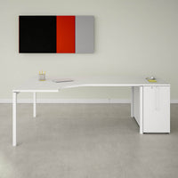 NOVA Combinaison d'angle | Avec armoire de pharmacien, angle à gauche, 2200 x 1200 mm, blanc