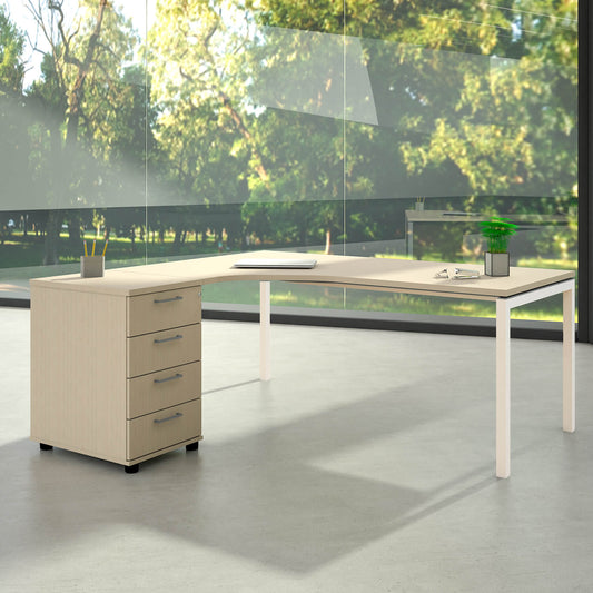 NOVA Combinazione angolare | Con contenitore stand, angolo sinistro, 1800 x 1630 mm, acero
