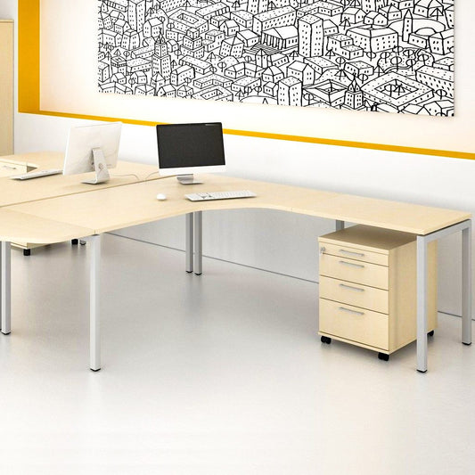 NOVA Combinazione angolare | Con contenitore roll, angolo a destra, 1800 x 2000 mm, acero
