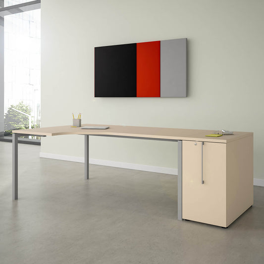 NOVA Combinazione angolare | Con un armadio farmaceutico, angolo a sinistra, 2200 x 1200 mm, acero