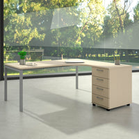 NOVA Combinaison d'angle | Avec conteneur de support, angle à droite, 1800 x 1630 mm, érable