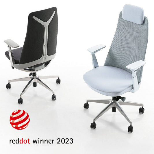 YUCAN office swivel chair | 4D armrests, synchronous mechanism, silver grey