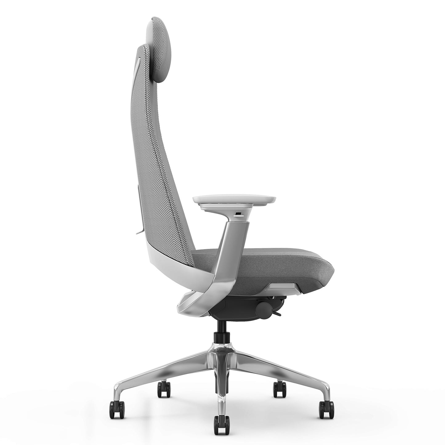 YUCAN Chaise oscillante de bureau | Accoudoirs 4d, mécanique synchrone, gris argenté