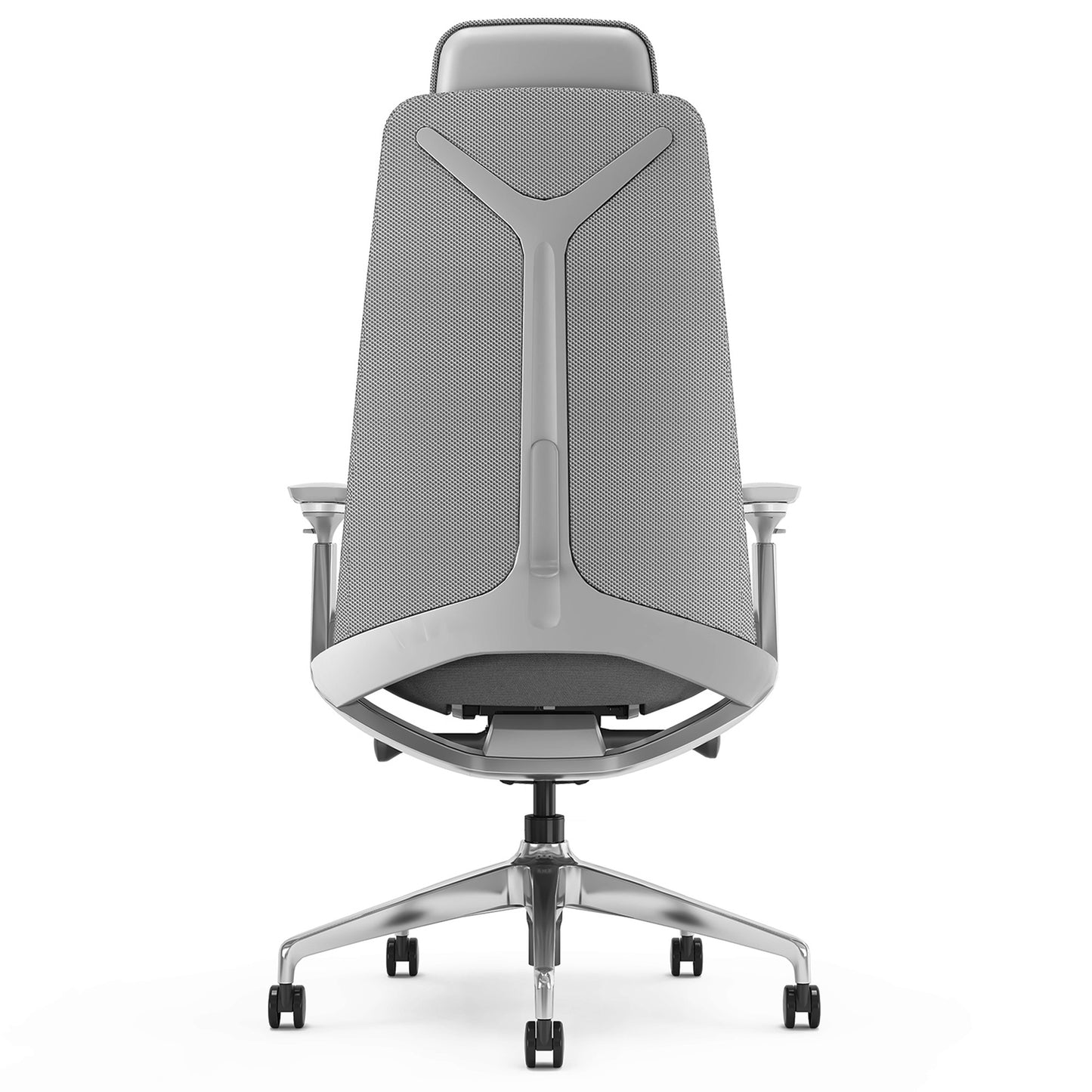YUCAN Chaise oscillante de bureau | Accoudoirs 4d, mécanique synchrone, gris argenté