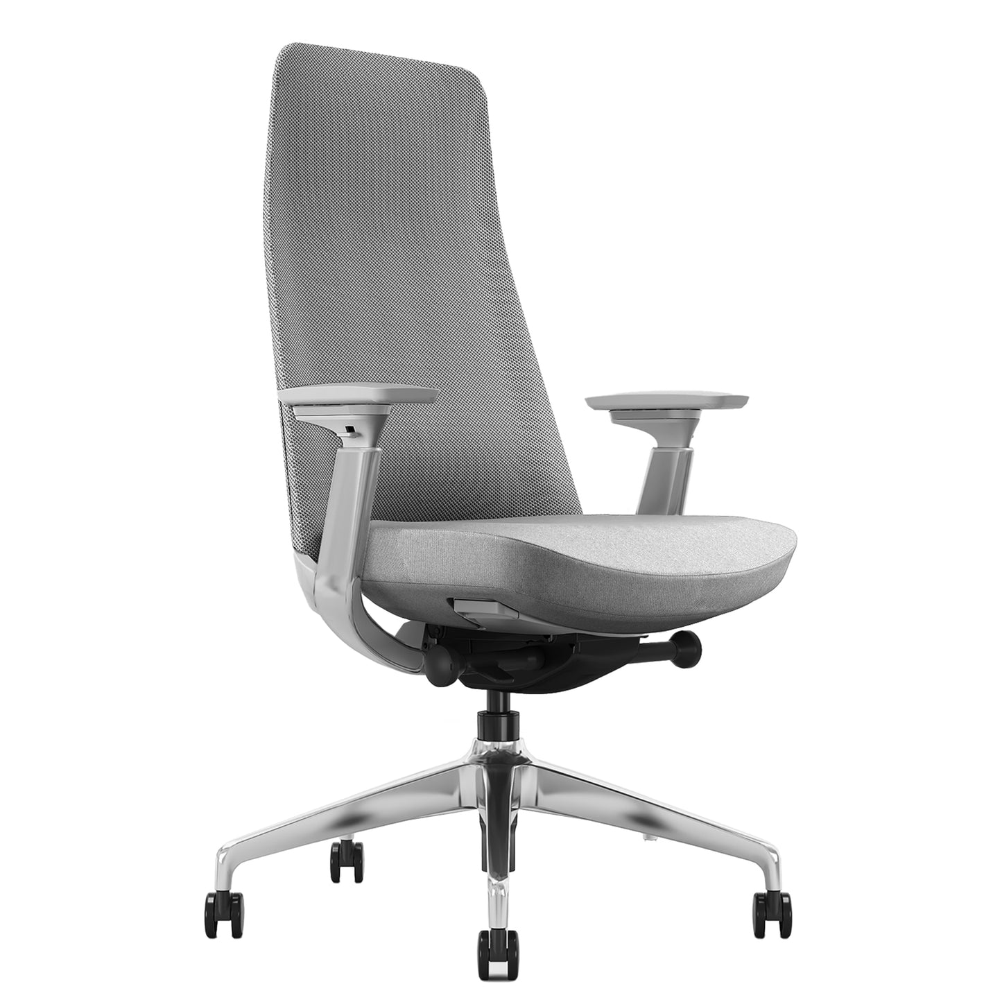 YUCAN Chaise oscillante de bureau | Accoudoirs 4d, mécanique synchrone, gris argenté